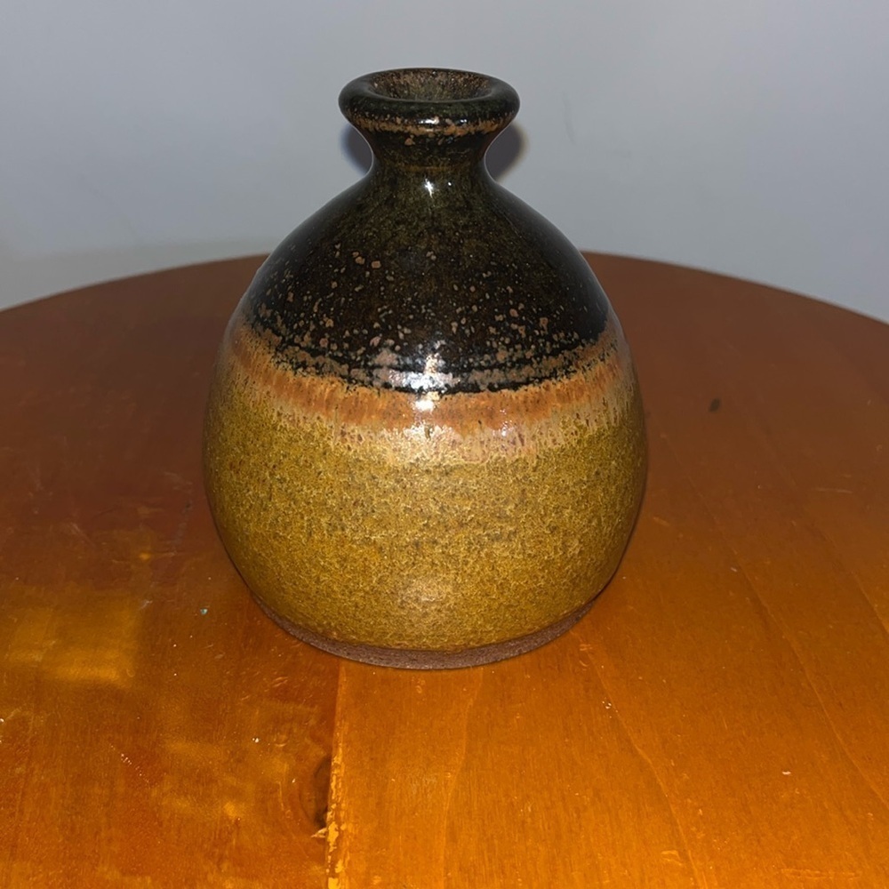 A vintage Mid-Century Modern studio pottery vase, likely from the 1970s.
